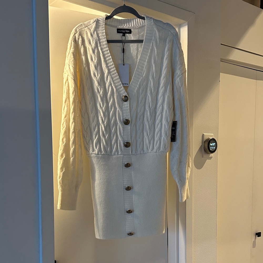 Retrofete Cream Cable Knit Cardigan